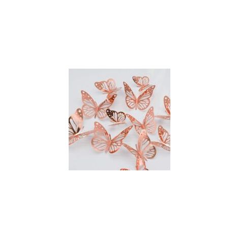 48 roségoldene 3D-Schmetterlings-Wandaufkleber - Crezuo
