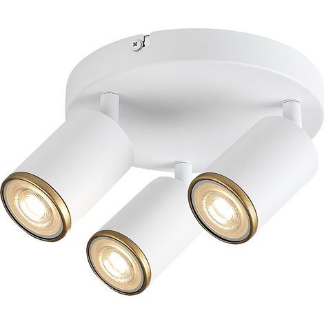 Plafonnier minimaliste orientable 3 spots GU10 blanc doré Rabalux Nolie 15 W (1/5)