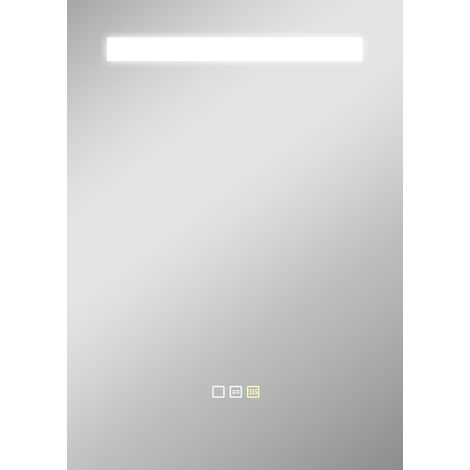 Miroir de salle de bain contemporain (70×50 cm) avec éclairage LED IP44, pose murale décorative et fonctionnelle
