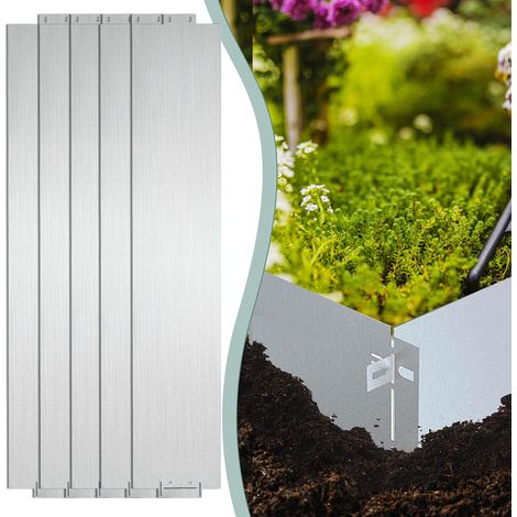 Wolketon Borde de césped Valla de parterre Borde de césped Rejilla para plantas Valla de metal Límite de parterre 100x18cm 20m