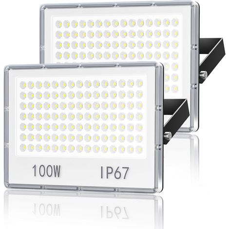 Projecteur LED Extérieur 100W - 10000LM Spot LED Extérieur Etanche IP67 6500K Blanc Froid 2 Pièce Phare Exterieur pour Jardin (1/5)