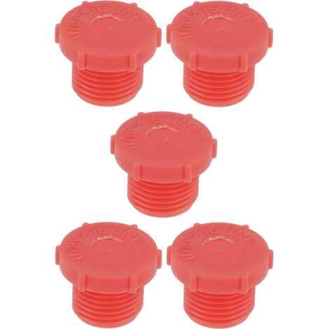5x Bouchon anti-poussière filetage mâle type UNF en plastique rouge Embout Raccord Capuchon Protection Tuyau Hydraulique Tube, diamètre filetage 11/16'' (1/2)