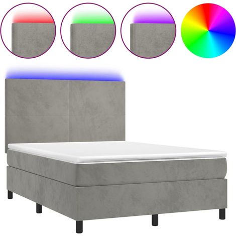 Maison Exclusive - Letto a Molle Materasso e LED Grigio Chiaro 140x190 cm Velluto