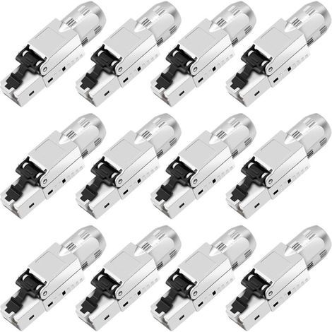 Lot de 12 fiches réseau CAT 7 RJ45 sans outil - Connecteur LAN sans outil - Compatible avec câble réseau Cat 7,6a 6 - Connecteur Ethernet jusqu'à 10 Gbps - Transmission de signal stable 1000 m (1/5)