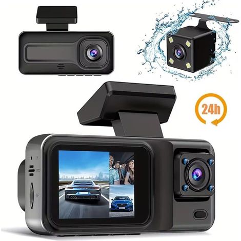 Caméra Recul pour Voiture Caméra Tableau Bord À 3 Canaux Pour Voitures Boîte Noire Enregistreur Vidéo 1080P Caméra Vue Arrière Pour Véhicule DVR Accessoires De Voiture Camera Recul Voiture(No TF Card (1/5)