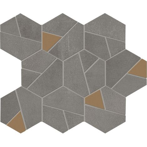 Mosaïque effet Béton Gris Ombre Hexa Giallo 28,5x25x0,9 cm Mat Gravino - Mur intérieur (vendu par carton de 0,428 m²) - RO'MA CARRELAGE