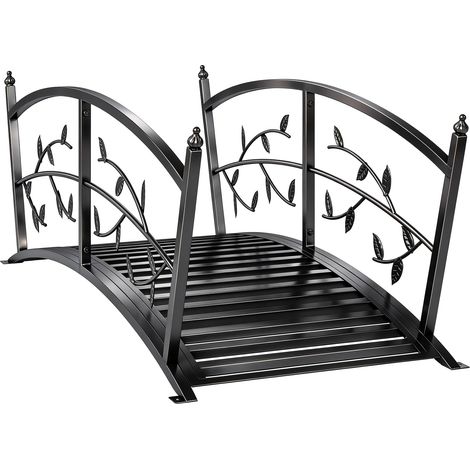 Outsunny 1.2M Metal Garden Bridge with Safety Railings, Outdoor Pond Bridge