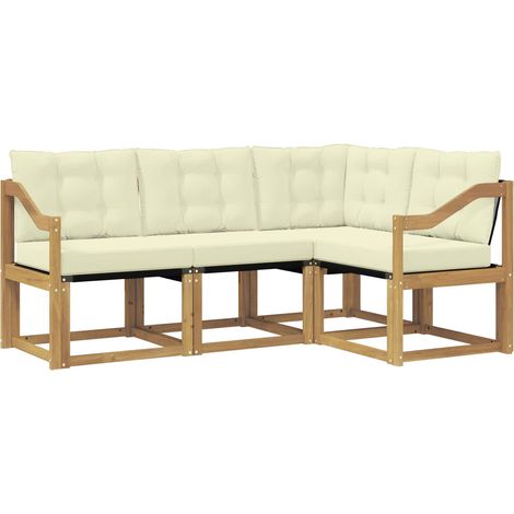 Set di divani da esterno con cuscino 4 pz  Salotto da Giardino Bianco e Crema (1/5)