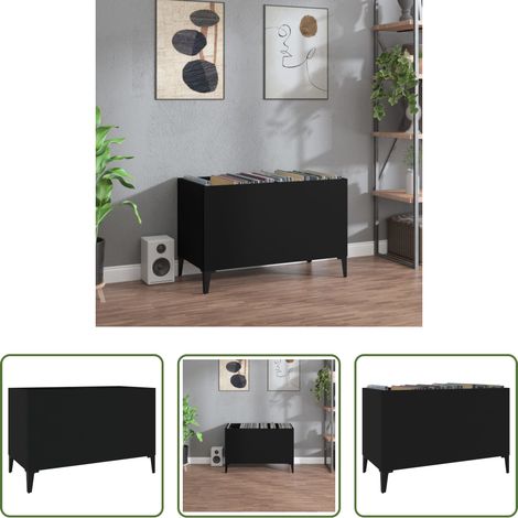vidaXL Schallplatten aufbewahren - Plattenschrank Schwarz 74,5x38x48 cm Holzwerkstoff (1/5)