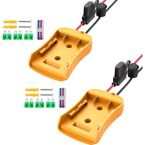 Power Wheel Adapter for Dewalt 20V Battery with Fuse, Switch and Wire Connector, Power Connector for RC Cars, Robots, RC Trucks, DIY, DCB205, DCB206, DCB200/2pcs (1/5)