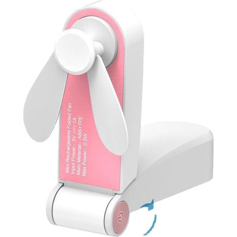 Ventilateur portable USB, mini ventilateur à piles, 2 vitesses de ventilation, idéal pour le bureau, la maison, l'extérieur et les voyages. (1/4)
