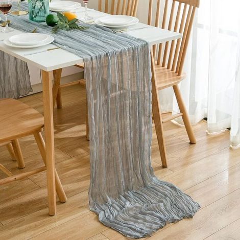 Chemin de table rustique 300 x 90 cm - Gris - pour mariage bohème