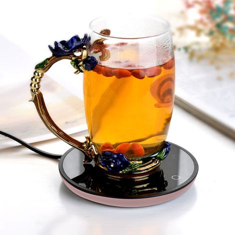 Tapis chauffant électrique étanche pour tasse, réchaud pour café thé lait, or, 220V UE (1/4)