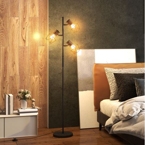 Lampada da terra a 3 attacchi E27, 169 cm, teste regolabili, metallo nero, lampadine escluse DESVIAE (1/5)