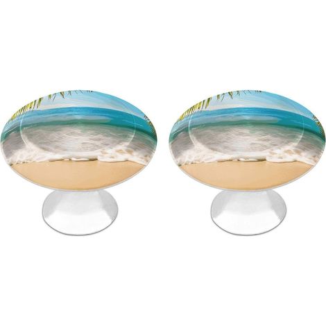 Boutons ronds en acier inoxydable avec motif de feuille palmier (1/5)