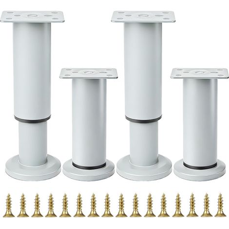 4 Pieds de Meubles réglables, 12-18 cm, Pieds de Table de nivellement, Pieds de Meubles Gris réglables en Hauteur, adaptés aux chaises, Lits, canapés, armoires. (1/5)