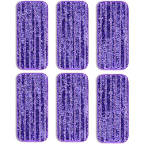 6 Lingettes Reutilisable pour Swiffer WetJet ,Mop Pads Microfibres,Tampons Vadrouille Microfibre Mop Remplacement Tampon Vadrouille réutilisable pour frotter sols secs/humides,violet (1/5)