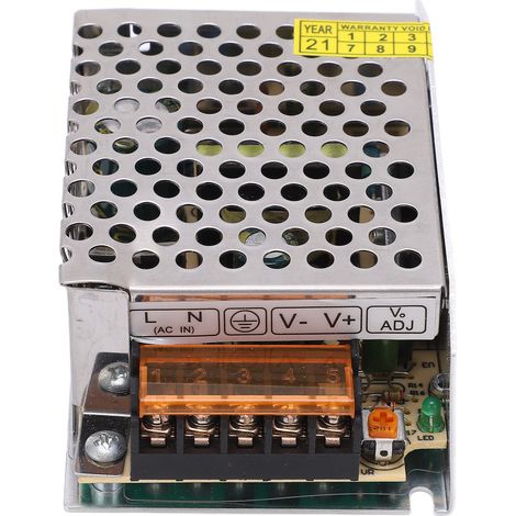 Alimentation à découpage CC avec transformateur secteur, témoin lumineux LED et adaptateur 110 V/220 V S-25-12 (1/5)