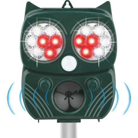 Répulsif ultrasonique professionnel pour chats, répulsif solaire pour animaux, étanche IP66, avec capteur infrarouge à fréquence réglable pour éloigner les chiens, chats et oiseaux. (1/5)