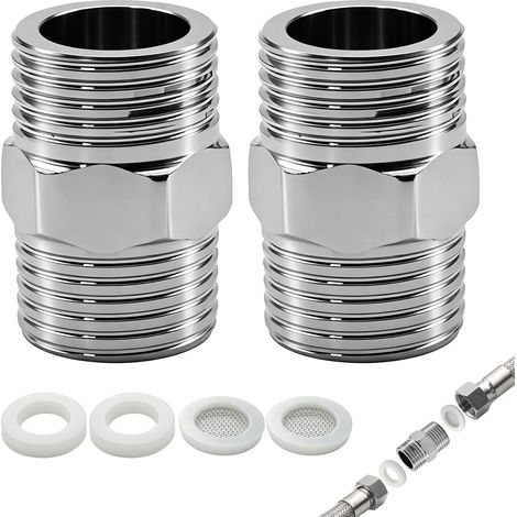 Adaptateur de Tuyau de Douche 1/2 Pouce en Acier Inoxydable 2 Pièces (1/5)