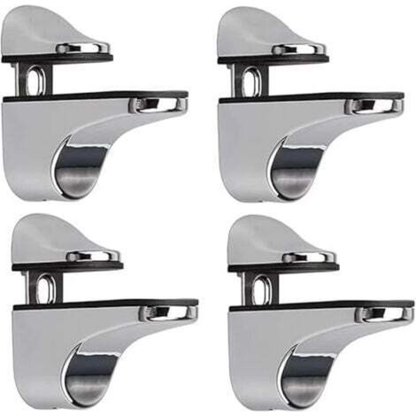 Support D'étagère en Verre Réglable, 4 Pcs Support D'étagère en Verre, Pince en Verre à Fixation Murale, Support pour Étagères en Verre, pour Tablette Verre (1/4)