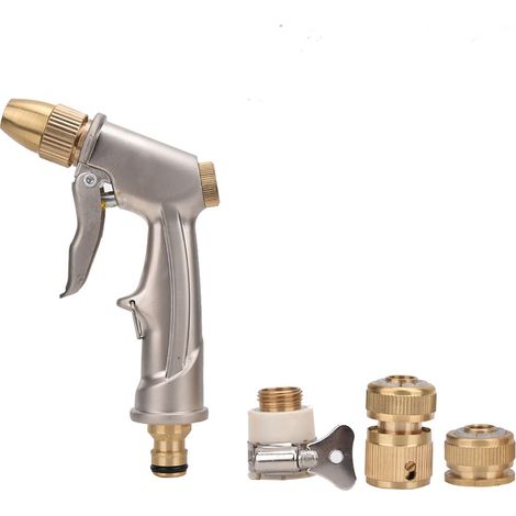 Metalliger Gartenschlauchpistole, Gartenschlauchpistole mit Messingdüse, Gartenschlauchpistole, Robuste Gartenschlauchpistole zum Autowaschen und Rasenbewässerung