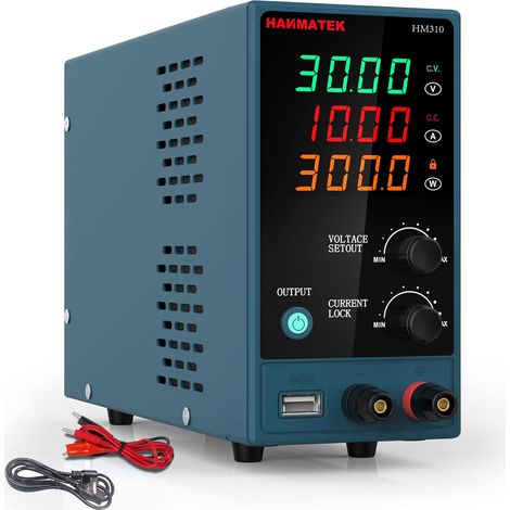 Alimentation de laboratoire, 0-30V / 0-10A, contrôlable, alimentation de laboratoire DC avec affichage LED à 4 chiffres, alimentation à découpage stabilisée (1/5)