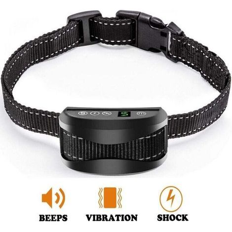 Antibellhalsband für Hunde – 3 Modi: Elektroschock/Vibration/Sensibilität, harmlose automatische Trainingshilfe, IP65 wasserdicht, wiederaufladbarer Akku, verstellbarer reflektierender Riemen für klei (1/5)