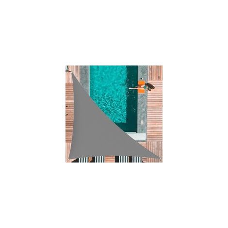 Voile d'ombrage Triangulaire en Polyester Polyester imperméable - Voile d'ombrage Triangulaire - Angle Droit - avec Cordes de Fixation - 3 x 4 x 5 m - Gris