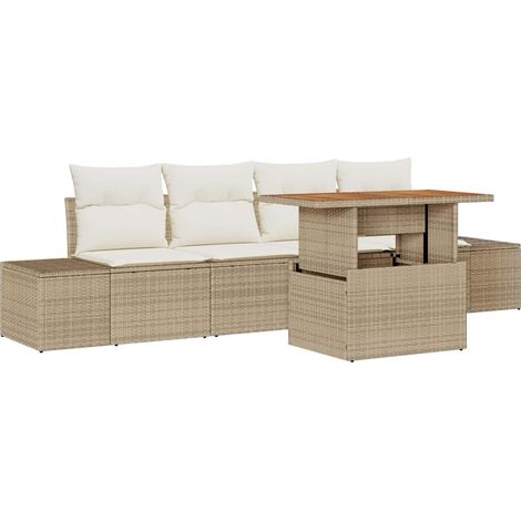Maison Exclusive - Conjunto de sofá de jardín 5 pcs Beige Polirat (1/5)