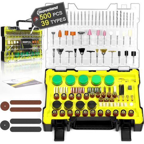 500pcs Kit Accessoires Outil Rotatif - Pour Outils Rotatifs Multifonctions Facile à Couper, Meuler, Polir, Percer et Graver, Bricoler la Main (1/5)