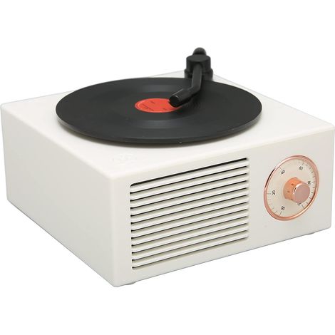 Enceinte Bluetooth style platine vinyle, mini enceinte sans fil Bluetooth 5.0, enceinte rétro au look adorable, volume élevé, Bluetooth/AUX (1/5)