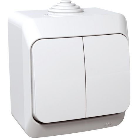 Interrupteur double étanche blanc IP44 16A Cedar Plus WDE000550 Schneider Electric