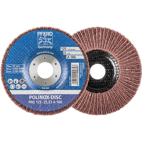 PFERD TOOLS POLINOX Vlies-Schleifdisc PNZ Ø 125 mm Bohrung-Ø 22,23 mm A180 für Feinschliff und Finish 5 Stk (1/5)