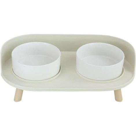 BelleRise - Ensemble de gamelles pour eau et nourriture pour chat - Gamelles surélevées support protection anti-éclaboussures-2 x 480 ml-16,2 (1/4)