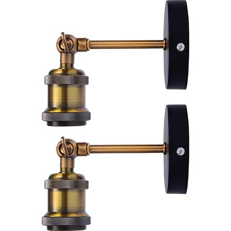 2 Stück Wandleuchte Retro Eisen 180° Drehbare Wandlampe E27 Innen für Schlafzimmer Wohnzimmer Küche Cafét Esszimmer