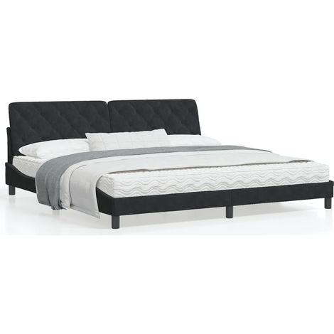 Estructura de cama con LED sin colchón terciopelo negro 200x200 cm vidaXL (1/5)