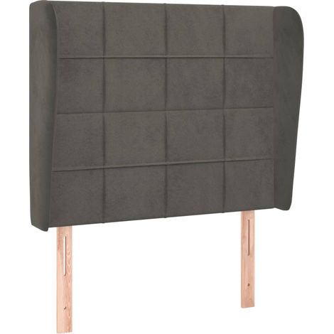 Testiera accessorio letto mobile camera da letto con bordo laterale 83 x 23 x 118/128 cm tessuto velluto grigio scuro TDL0204888