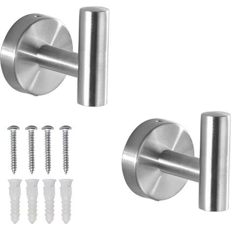 Towel Hooks, SUS 304 Stainless Steel Bathroom Hooks, Heavy Duty Bathroom Wall Hooks, Wall Hooks, Set of 2 Towel Hooks (1/5)