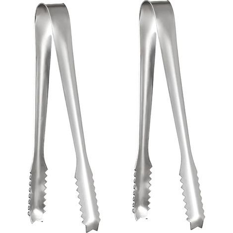 2PCS Pinces à glaçons et Pince Bonbon en Acier INOX, Inoxydable Pince, pour Glace, Sucre, Biscuit, Bar, Buffet, Grill Bar Cuisine,15cm (1/5)