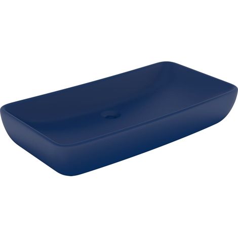 Lavabo de lujo rectangular mate 71 x 38 cm cerámica azul oscuro 020002699
