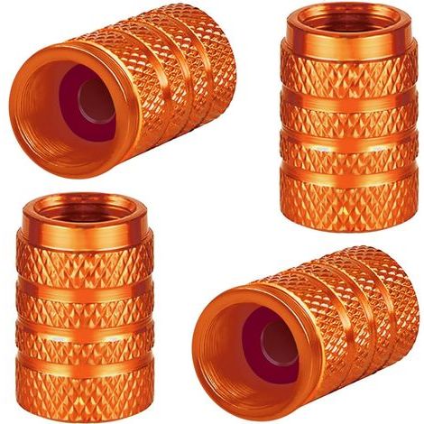 CCYKXA (orange) Set of 4 aluminum tire valve caps for car tires, universal valve caps with sealing gasket for motorcycle, truck, bicycle, electric scooter, SUV, baby stroller (1/5)