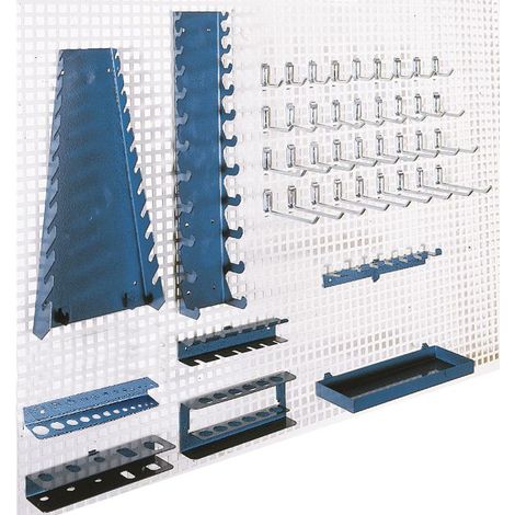 Panneau mural pour rangement d'outils – Crochets et suspensions compatibles – Pour panneaux 10x10mm – HE145201BL