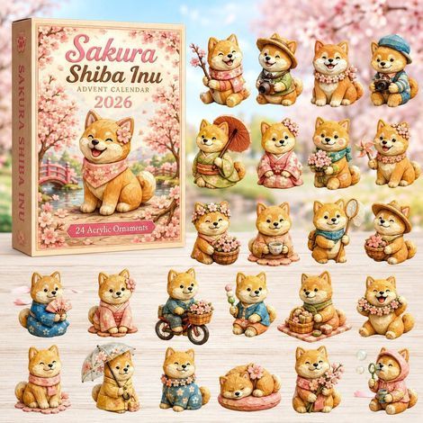 Shiba sakura calendrier avent 2026 2D boîte surprise