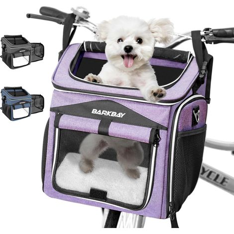 Panier de Transport de vélo pour Chien, Extensible, Pliable, à côtés Souples, 2 Portes Ouvertes, 5 Bandes réfléchissantes, Sac de Voyage pour Animal Domestique, Sac à Dos de Transport sûr et (1/5)