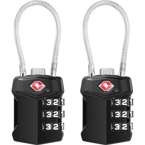 Cadenas Valise 2 Pack, Cadenas Valise Avion Serrures à Bagages à Combinaison 3 Chiffres Cadenas Voyage pour Extérieur Voyage Bagage Camping Casier (1/4)