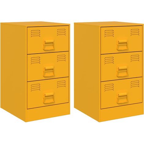 Set di 2 comodini con 3 cassetti 34,5 x 39 x 62 cm acciaio giallo DEC035420