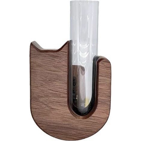 Vase Autour du Chat - Version II en bois de noyer noir pour voiture (tubes épaissis) - Décor intérieur hydroponique pour console centrale ou prise de ventilation (1/5)