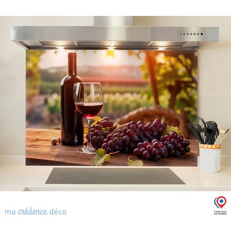 Fond de hotte : Vin rouge et vignobles - Verre trempé - 90 cm - 60 cm (1/5)