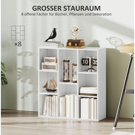 Libreria a 8 scomparti 74,3 x 24 x 80 cm bianca OKMYHOME (1/5)